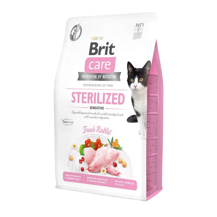 Brit Care Sterilized Cats Sensitive Grain Free Υποαλλεργική Ξηρά Τροφή για Στειρωμένες Γάτες με Κουνέλι 7kg