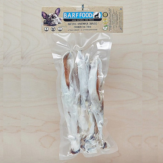 Barffood Rabbit Ears Αποξηραμένες Φυσικές Λιχουδιές από Αυτιά Κουνελιού Με Τρίχα 100γρ