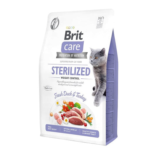 Brit Care Sterilized Cats Weight Control Grain Free Ξηρά Τροφή για Στειρωμένες Γάτες με Φρέσκια Πάπια, Γαλοπούλα 7kg