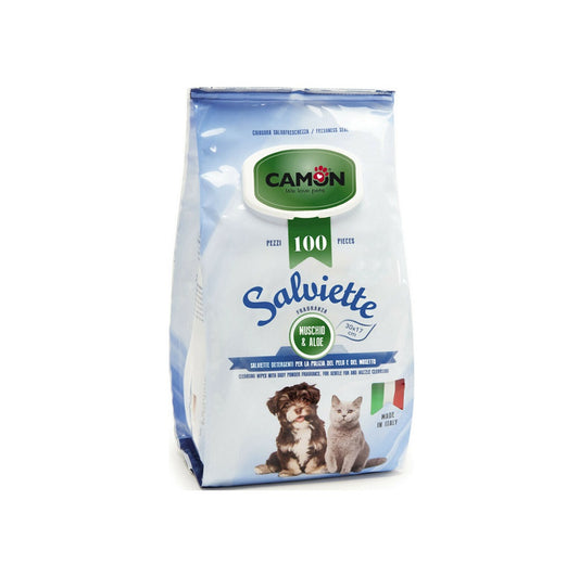 CAMON SALVIETTE ΥΓΡΑ ΜΑΝΤΗΛΑΚΙΑ ΓΙΑ ΚΑΘΑΡΙΣΜΟ ΣΚΥΛΟΥ, ΓΑΤΑΣ ΜΕ ΑΛΟΗ 100 ΤΜΧ