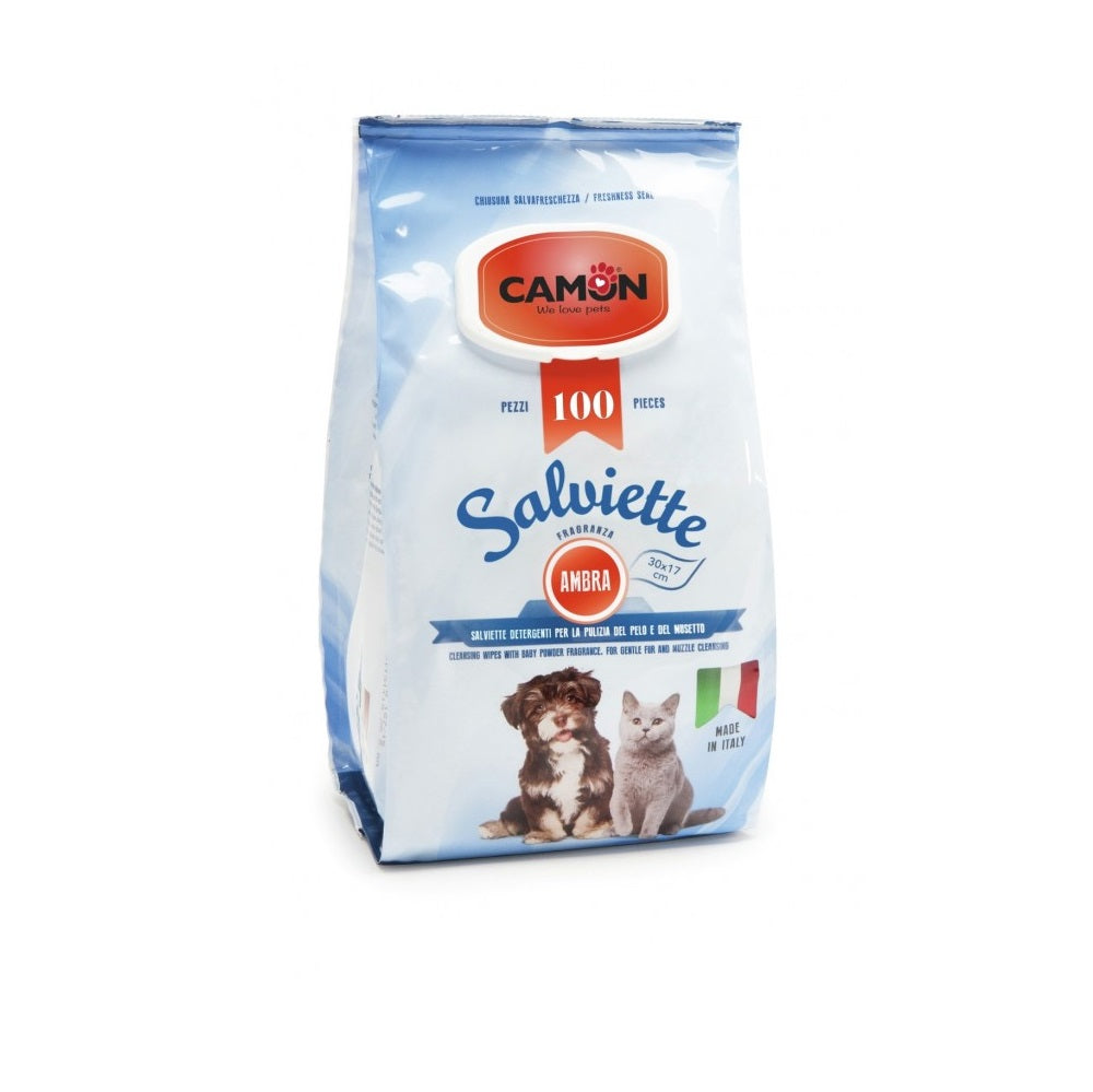 CAMON SALVIETTE AMBRA ΥΓΡΑ ΜΑΝΤΗΛΑΚΙΑ ΓΙΑ ΚΑΘΑΡΙΣΜΟ ΣΚΥΛΟΥ, ΓΑΤΑΣ 100 ΤΜΧ