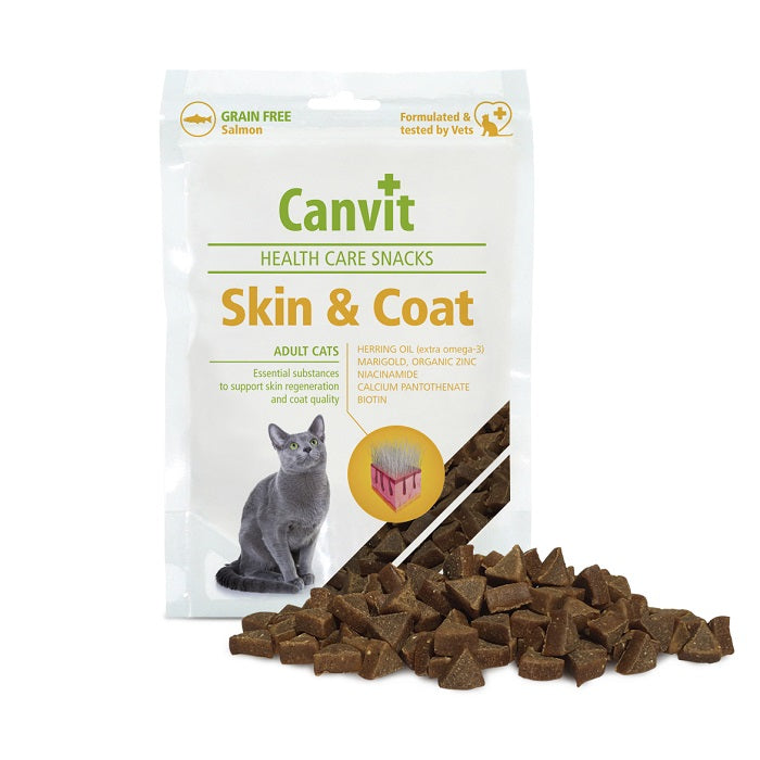 Canvit Snacks Adult Cats Skin & Coat Λιχουδιές Γάτας για Ενίσχυση Τριχώματος, Δέρματος 100γρ
