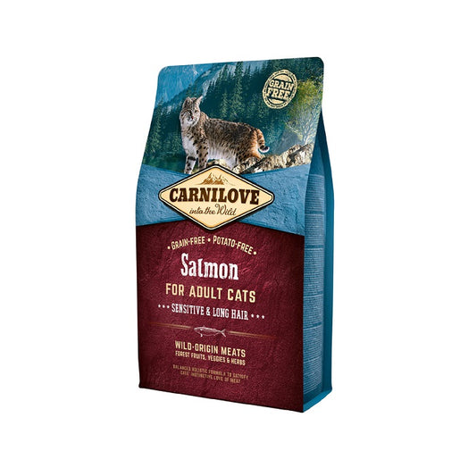 Carnilove Cats Sensitive Long Hair Salmon Ξηρά Τροφή για Ευαίσθητες, Μακρύτριχες Γάτες με Σολομό 2kg