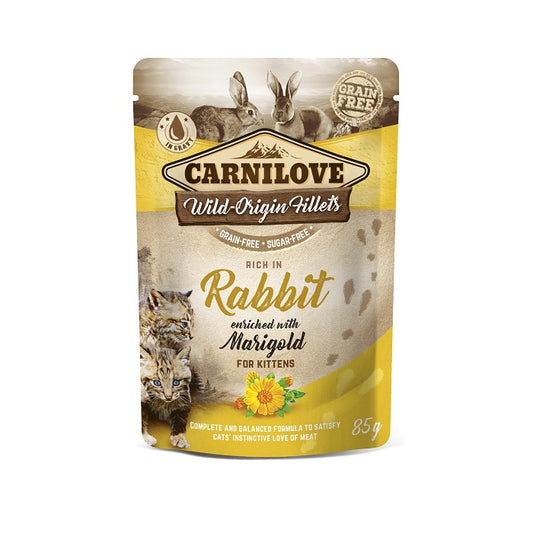 Carnilove Pouch Rabbit, Marigold Φακελάκι Υγρή Τροφή Γάτας με Κουνέλι 85γρ