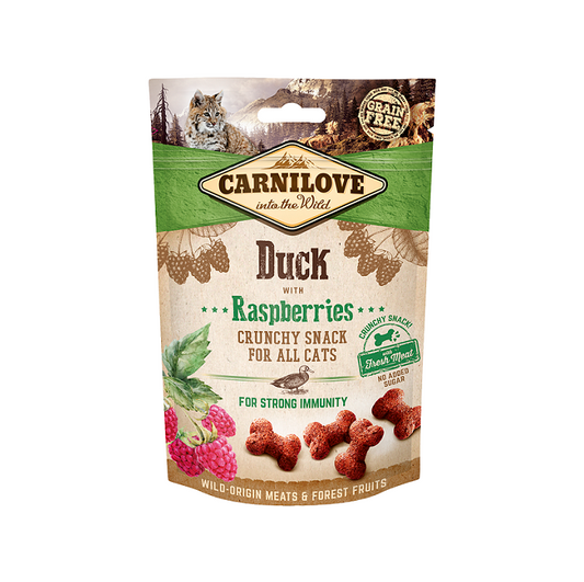 Carnilove Crunchy Snack Cats Duck, Raspberries Τραγανές Λιχουδιές Γάτας με Πάπια 50γρ
