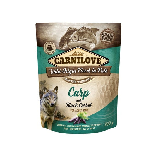 Carnilove Dog Pouch Carp, Black Carrot Φακελάκι Υγρή Τροφή Σκύλου με Κυπρίνο 300γρ