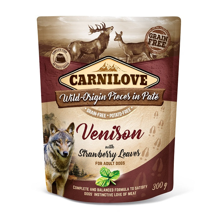 Carnilove Dog Pouch Venison, Strawberry Φακελάκι Υγρή Τροφή Σκύλου με Ελάφι 300γρ
