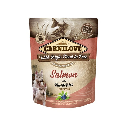 Carnilove Puppy Pouch Salmon, Blueberries Φακελάκι Υγρή Τροφή για Κουτάβια με Σολομό 300gr