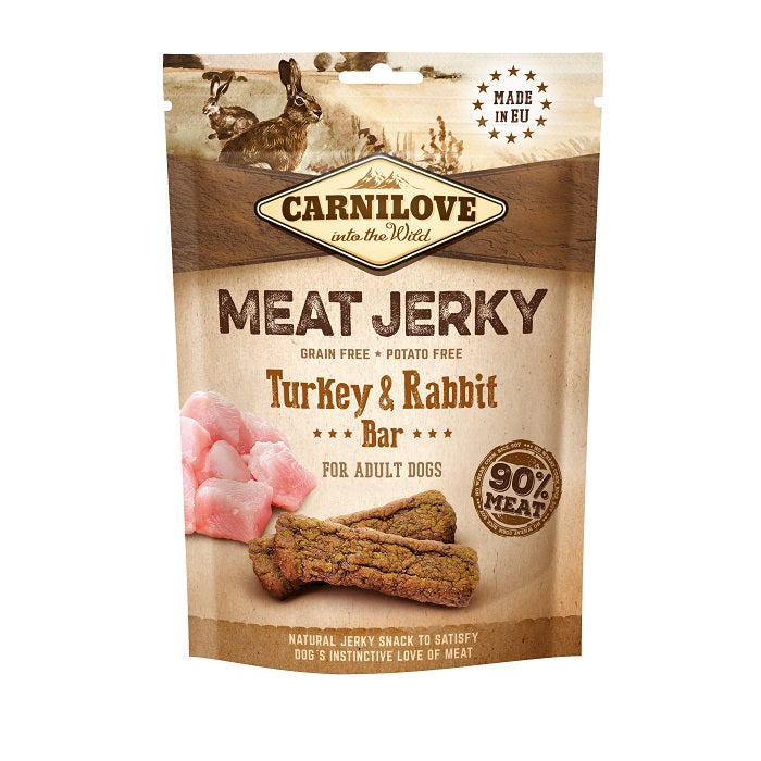 Carnilove Meat Jerky Turkey, Rabbit Λιχουδιά Σκύλου με Κρέας Γαλοπούλας, Κουνελιού 100γρ