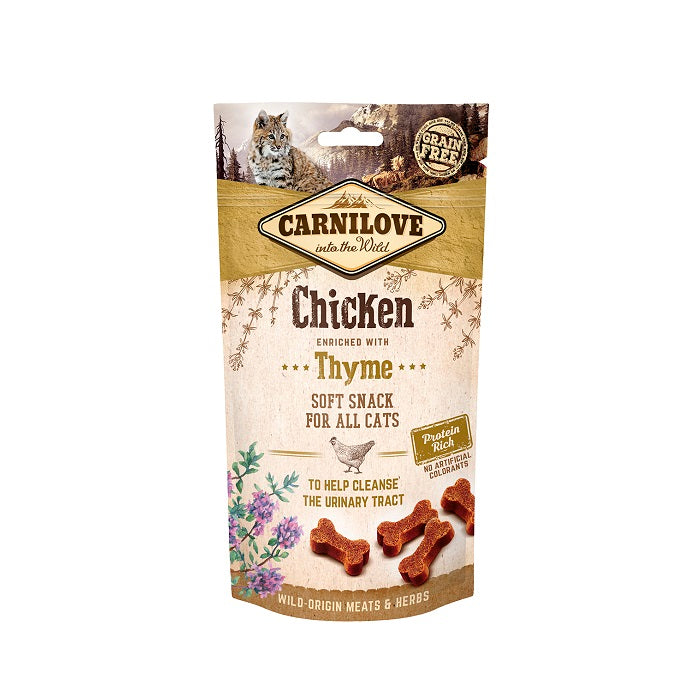 Carnilove Soft Snack Cats Chicken, Thyme Μαλακές Λιχουδιές Γάτας με Κοτόπουλο 50γρ