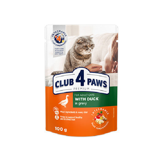 Club 4 Paws Duck Υγρή Τροφή για Ενήλικες Γάτες με Πάπια σε Σάλτσα 100γρ