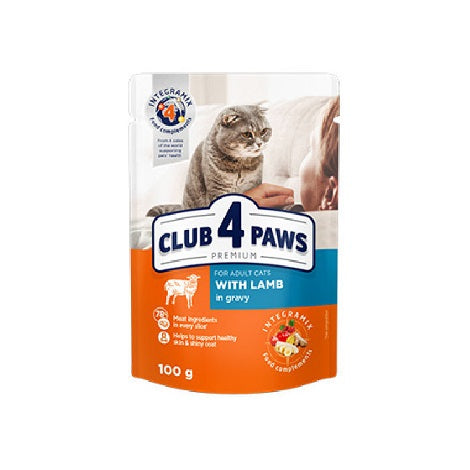 Club 4 Paws Lamb Υγρή Τροφή για Ενήλικες Γάτες με Αρνί σε Σάλτσα 100γρ