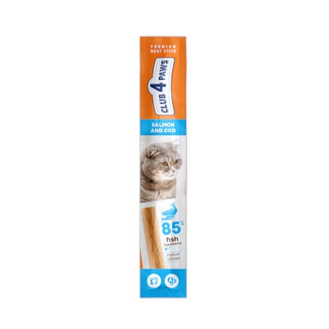 Club 4 Paws Meaty Stick Λιχουδιά Γάτας σε Στικ με Σολομό, Μπακαλιάρο 5γρ