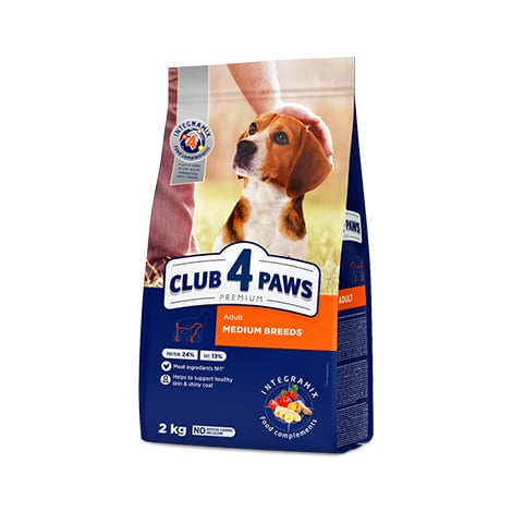 Club 4 Paws Medium Adult Premium Ξηρά Τροφή για Ενήλικους Μεσαίους Σκύλους με Κοτόπουλο 2kg