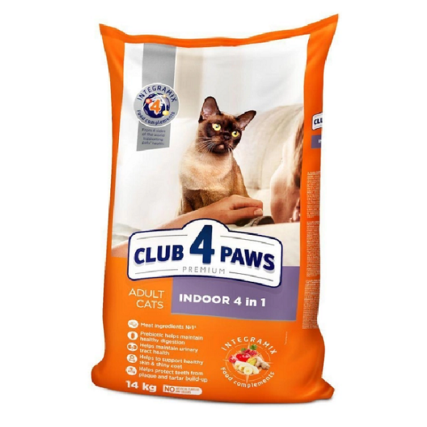 Club 4 Paws Indoor 4 in 1 Ξηρά Τροφή Για Στειρωμένες Γάτες με Κοτόπουλο 14kg