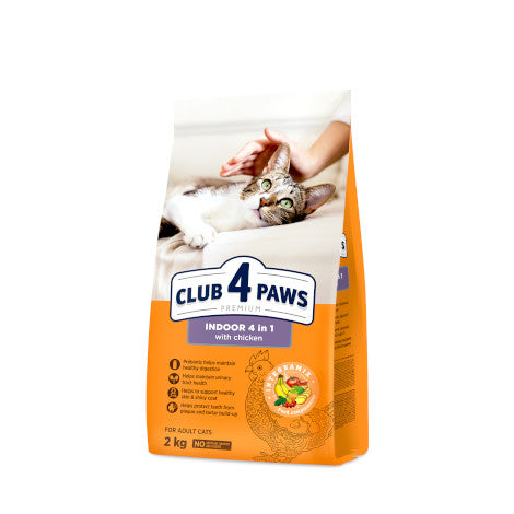 Club 4 Paws Indoor 4 in 1 Ξηρά Τροφή Για Στειρωμένες Γάτες με Κοτόπουλο 2kg