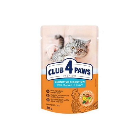 Club 4 Paws Sensitive Digestion Υγρή Τροφή Για Γάτες με Ευαίσθητο Πεπτικό 80γρ