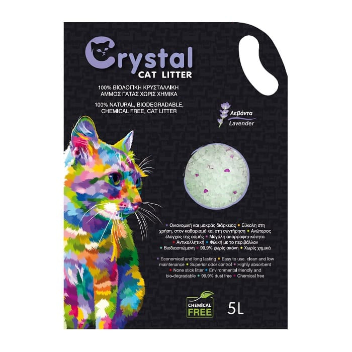 Crystal Cat Litter Lavender Κρυσταλλική Άμμος Σιλικόνης Γάτας με Άρωμα Λεβάντα 5lt