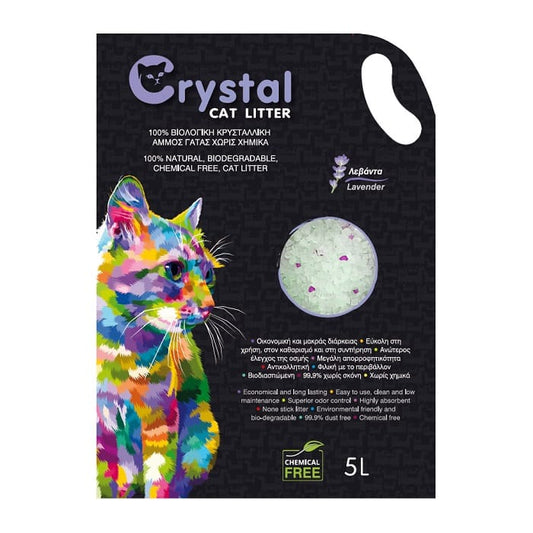 Crystal Cat Litter Lavender Κρυσταλλική Άμμος Σιλικόνης Γάτας με Άρωμα Λεβάντα 5lt