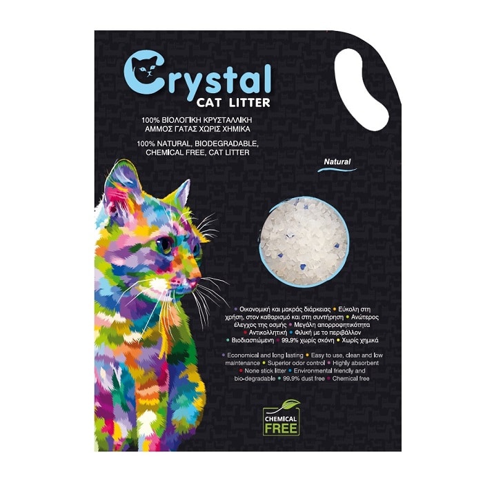 Crystal Cat Litter Natural Κρυσταλλική Άμμος Σιλικόνης Γάτας Χωρίς Άρωμα 5lt