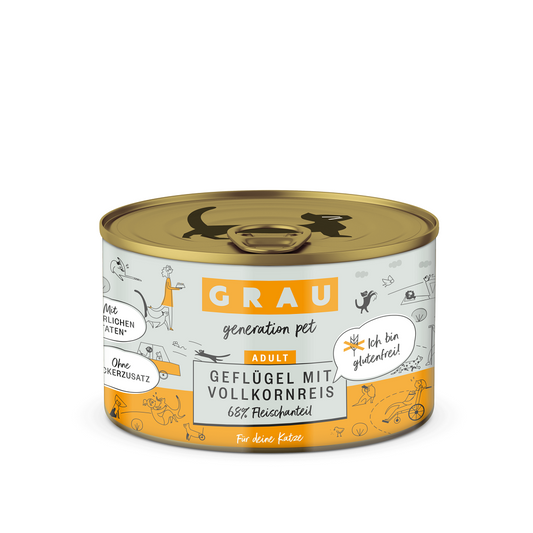 Grau Υγρή Τροφή Ενήλικες Γάτες 97% Πουλερικά, Ρύζι, Ζωμό 200gr