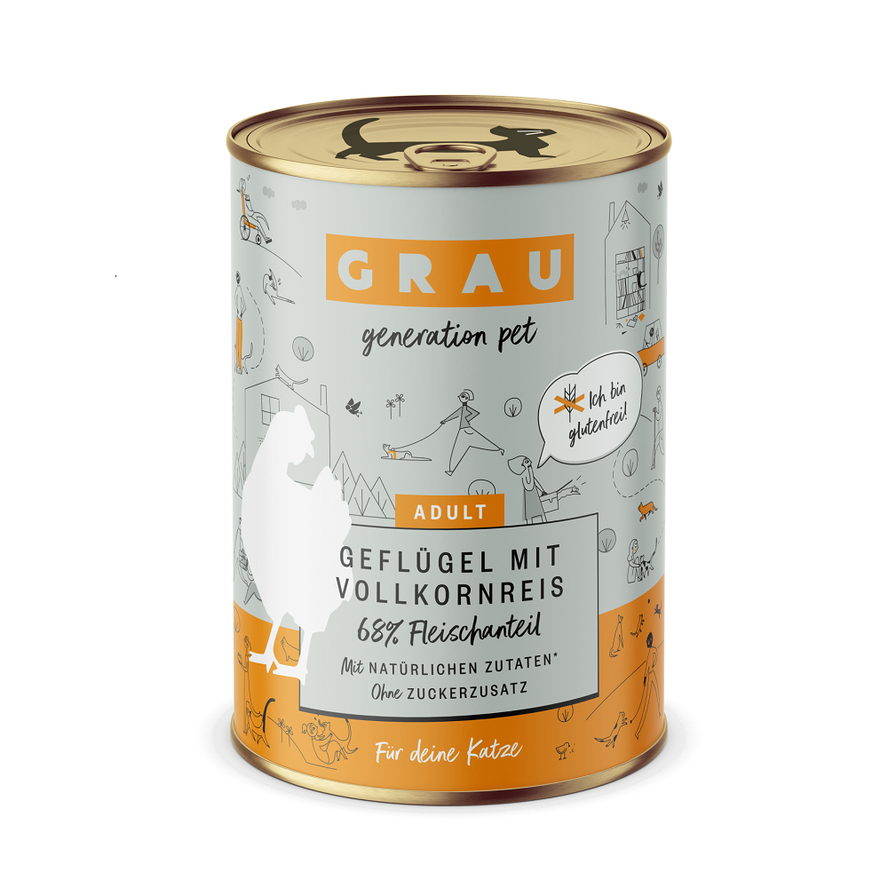 Grau Υγρή Τροφή Ενήλικες Γάτες 97% Πουλερικά, Ρύζι, Ζωμό 400gr