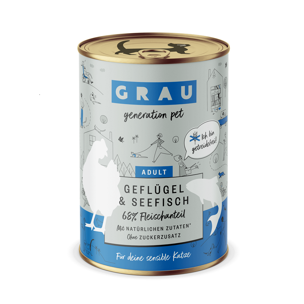 Grau Υγρή Τροφή Ενήλικες Γάτες 97% Κοτόπουλο, Ψάρι, Ζωμό 400gr