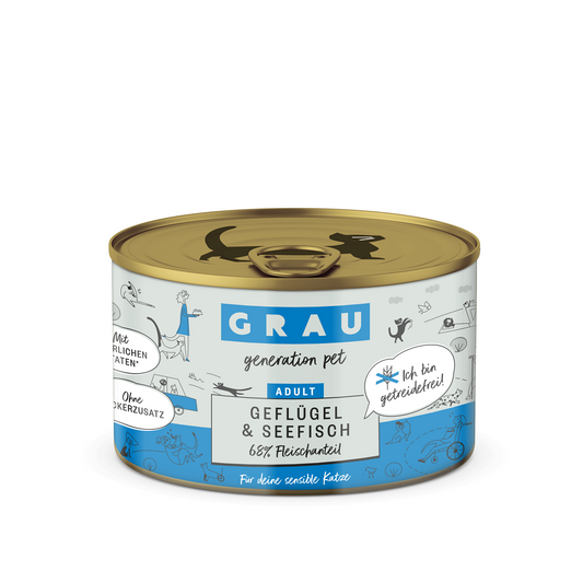 Grau Υγρή Τροφή Ενήλικες Γάτες 97% Κοτόπουλο, Ψάρι, Ζωμό 200gr