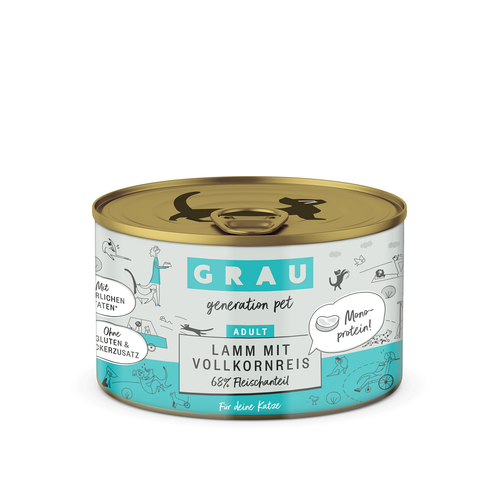 Grau Υγρή Τροφή Ενήλικες Γάτες 97% Αρνί, Ρύζι, Ζωμό 200gr