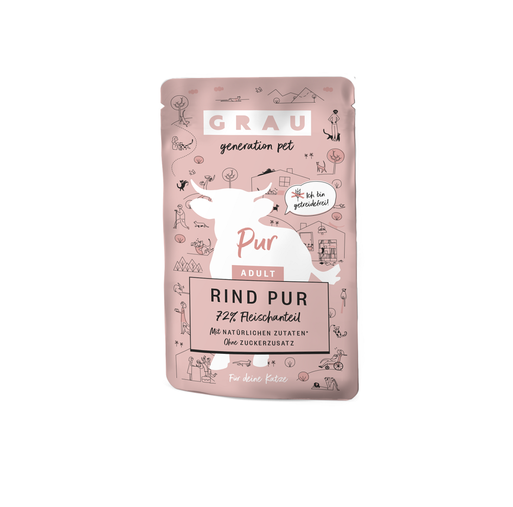 Grau Φακελάκι με Υγρή Τροφή για Ενήλικες Γάτες με 97% Μοσχάρι & Ζωμό 125gr