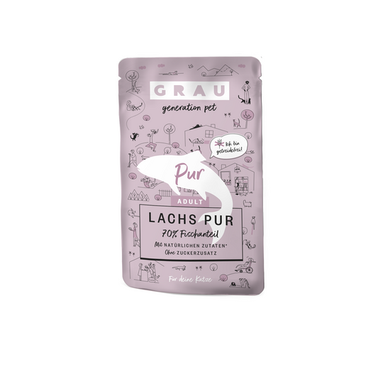 Grau Φακελάκι με Υγρή Τροφή για Ενήλικες Γάτες με 97% Σολομό & Ζωμό 125gr