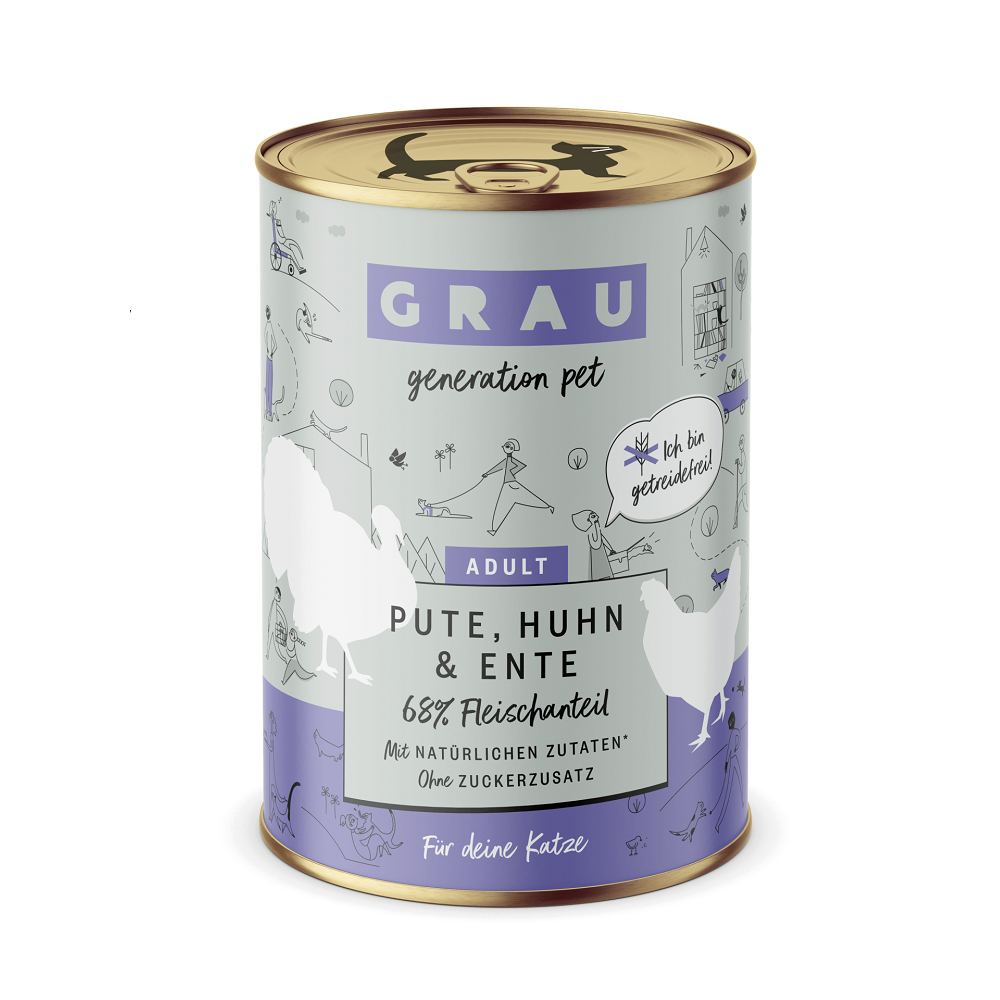 Grau Υγρή Τροφή Ενήλικες Γάτες 97% Γαλοπούλα, Κοτόπουλο, Πάπια, Ζωμό 400gr