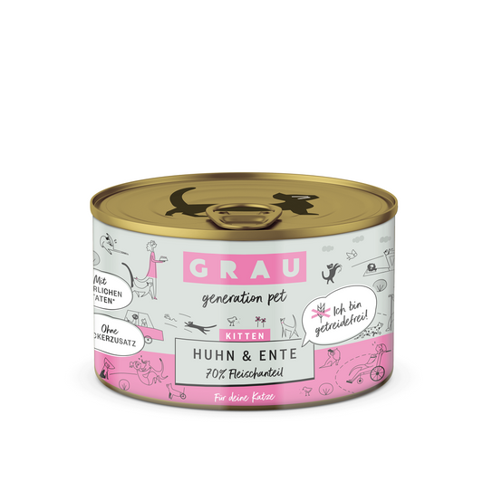 Grau Υγρή Τροφή για Γατάκια 97% Κοτόπουλο, Πάπια, Ζωμό 200gr