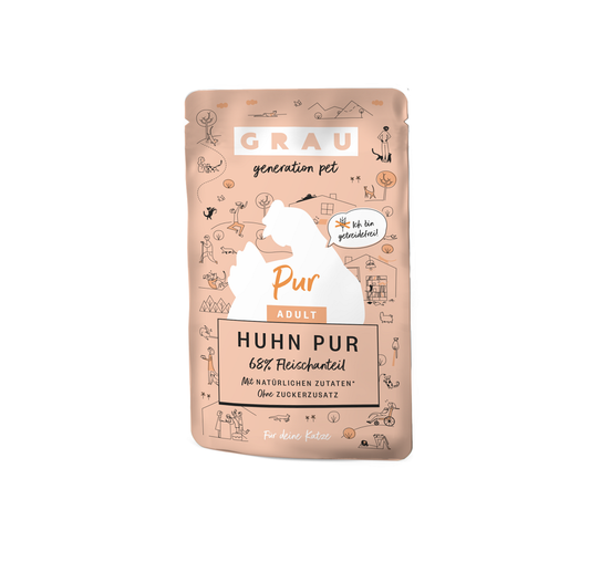 Grau Φακελάκι με Υγρή Τροφή για Ενήλικες Γάτες με 97% Κοτόπουλο & Ζωμό 125gr