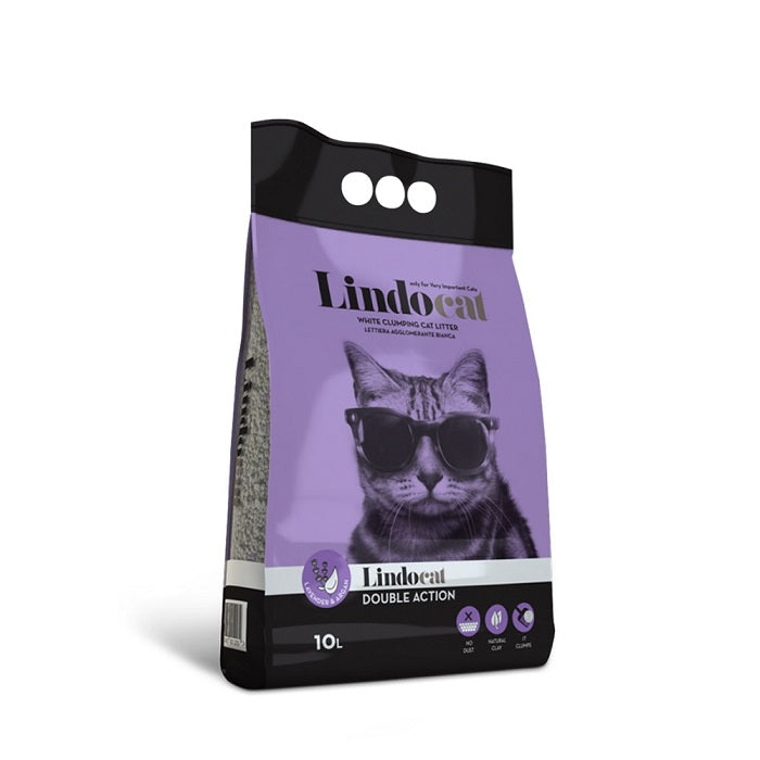 Lindocat Clumping White Double Action Άμμος Γάτας από Μπεντονίτη, Έλαιο Argan, Άρωμα Λεβάντας 10lt