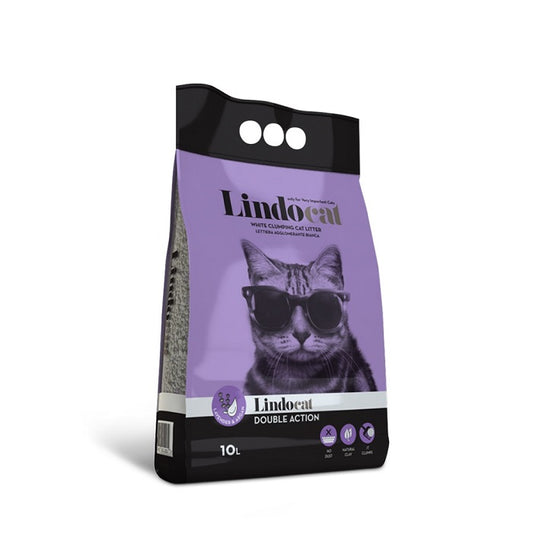 Lindocat Clumping White Double Action Άμμος Γάτας από Μπεντονίτη, Έλαιο Argan, Άρωμα Λεβάντας 10lt