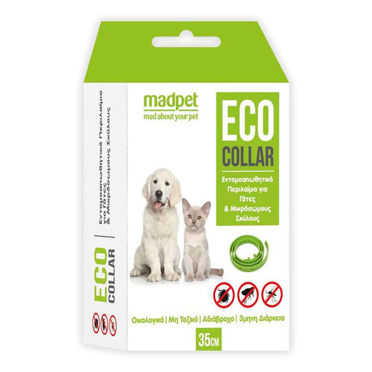 Madpet Οικολογικό Αντιπαρασιτικό Κολάρο για Γάτες, Μικρόσωμους Σκύλους 35εκ.