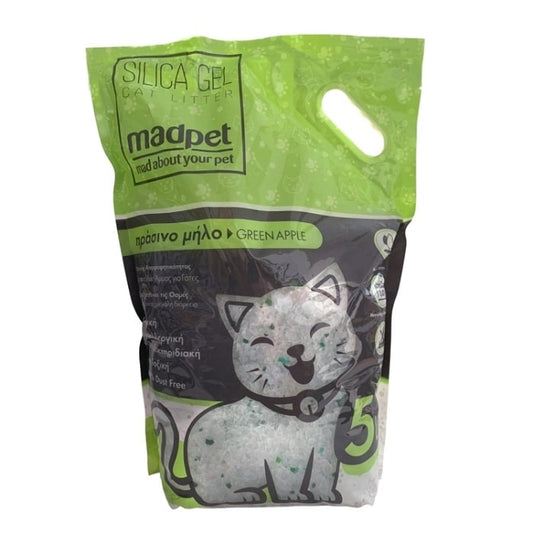 Madpet Κρυσταλλική Άμμος Σιλικόνης Γάτας με Άρωμα Πράσινο Μήλο 5lt