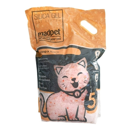 Madpet Κρυσταλλική Άμμος Σιλικόνης Γάτας με Άρωμα Ροδάκινο 5lt