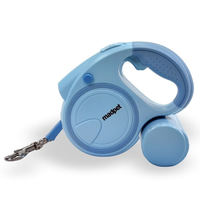 Madpet Πτυσσόμενος Οδηγός Σκύλου με Ιμάντα 3σε1 Μπλε 5m 50Kg