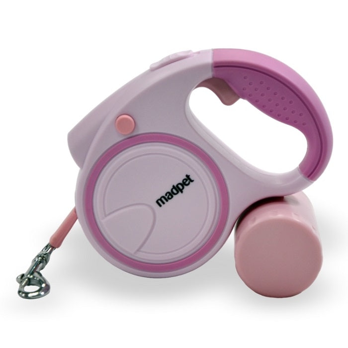 Madpet Πτυσσόμενος Οδηγός Σκύλου με Ιμάντα 3σε1 Ροζ 5m 50Kg