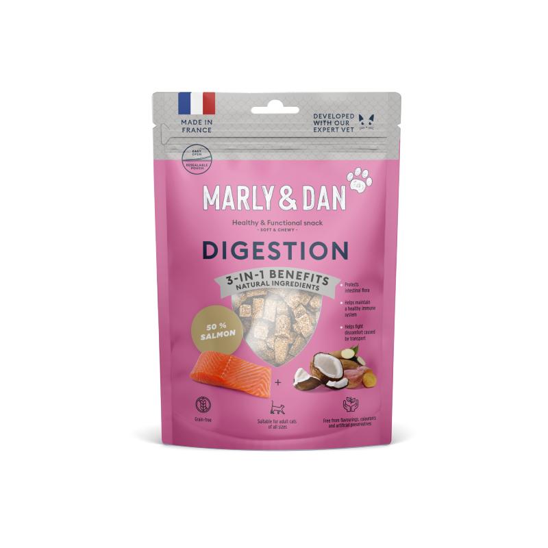 Marly & Dan Digestion Functional Snack Αποξηραμένη Λιχουδιά Γάτας με Σολομό, Yucca, Τζίντζερ 40γρ