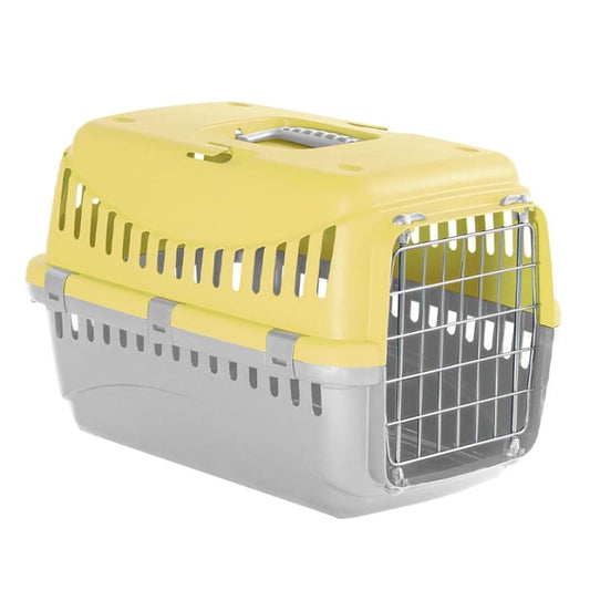 MP Πλαστικό Κλουβί Μεταφοράς Σκύλου Κίτρινο Γκρι 46Χ31Χ32εκ.