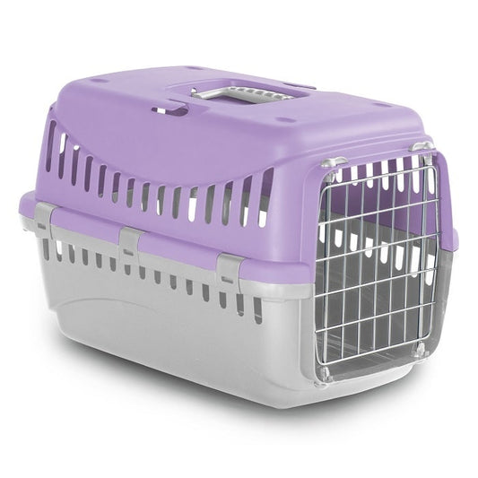 MP Πλαστικό Κλουβί Μεταφοράς Σκύλου Λιλά Γκρι 58Χ38Χ38εκ.