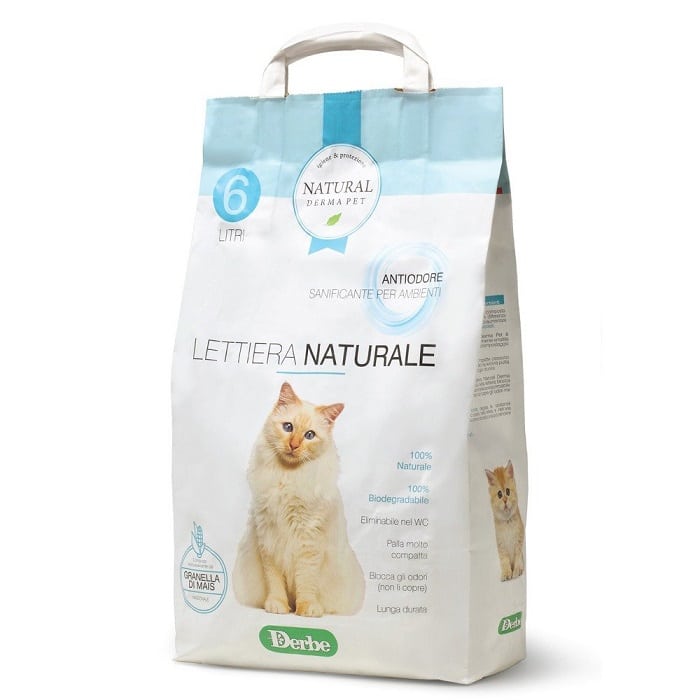 Natural Derma Pet Antiodore Βιοδιασπώμενη Άμμος Γάτας από Καλαμπόκι με 6lt