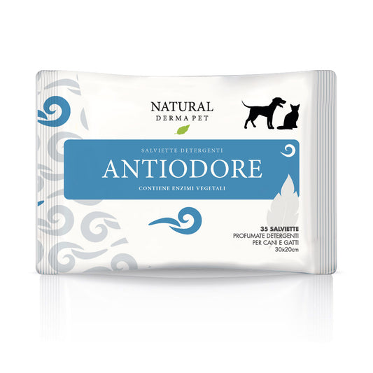 Natural Derma Pet Antiodore Υγρά Μαντηλάκια Σκύλου, Γάτας Κατά των Οσμών 35τμχ