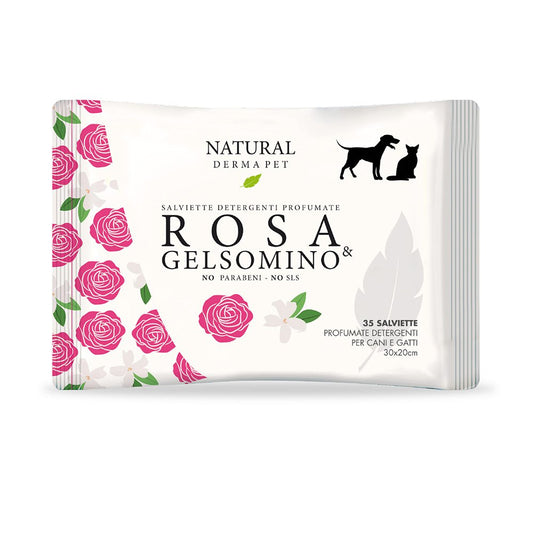 Natural Derma Pet Rose & Jasmine Υγρά Μαντηλάκια Σκύλου, Γάτας 35τμχ