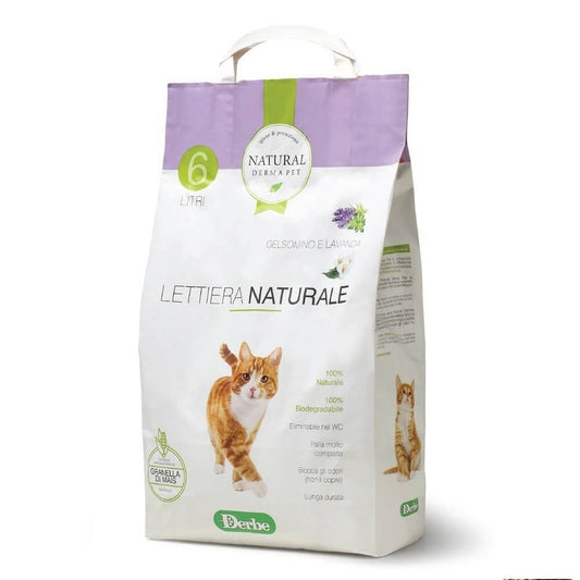 Natural Derma Pet Βιοδιασπώμενη Άμμος Γάτας από Καλαμπόκι με Άρωμα Γιασεμί, Λεβάντα 6lt
