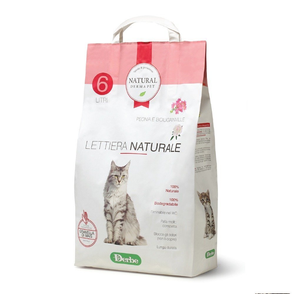 Natural Derma Pet Βιοδιασπώμενη Άμμος Γάτας από Καλαμπόκι με Άρωμα Παιώνια, Βουκαμβίλια 6lt