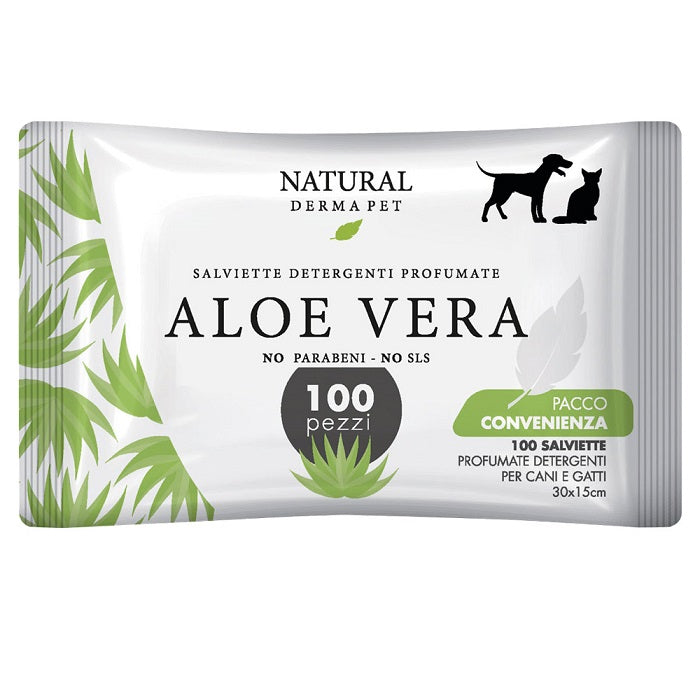 Natural Derma Pet Aloe Υγρά Μαντηλάκια Σκύλου, Γάτας με Αλόη 100τμχ